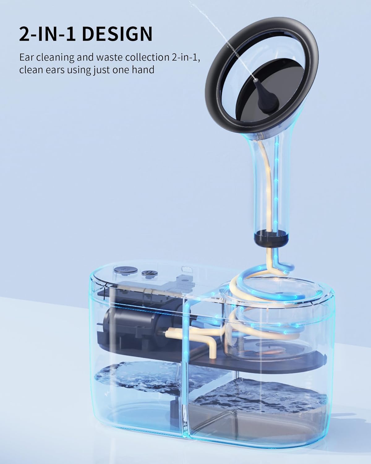 Water Powered Ear Cleaner, Electric Ear Wax Removal Kit, Ear Irrigation Kit with Sewage System and 4 Clean Mode, Safe and Effective Ear Flushing Kit for Adults with 3 Ear Tips - Black