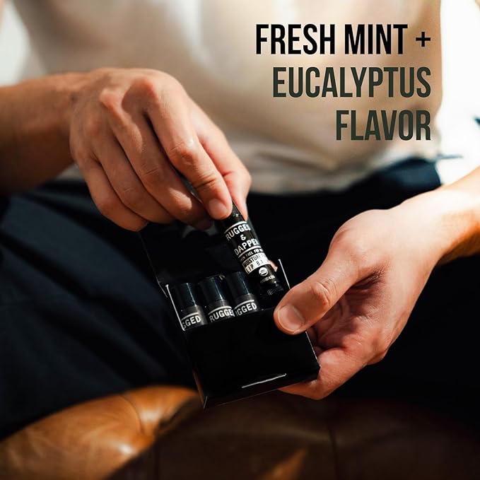 RUGGED & DAPPER Lip Balm for Men - Certified Organic + Natural Ingredients - 4 Pack - Hydrating Mens Chapstick - USA Made