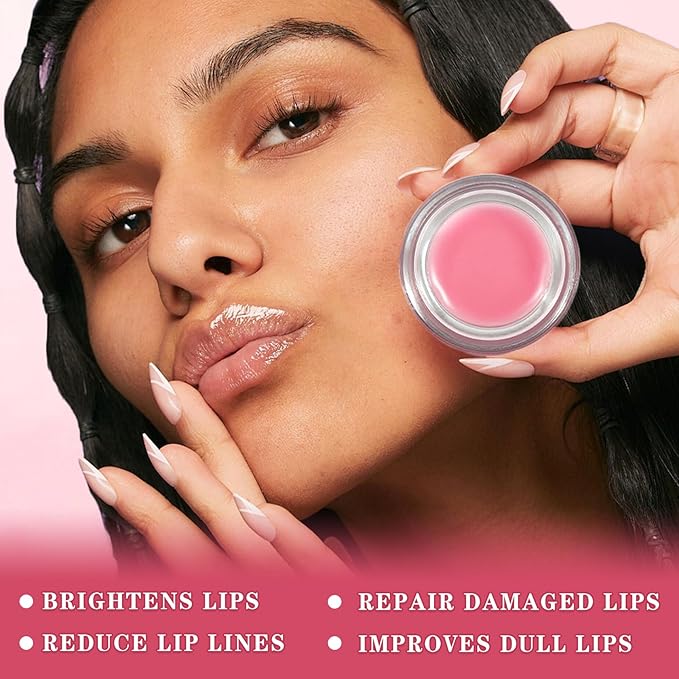 4PCS Lip Scrub and Mask Set,Strawberry and Honey Pot Lip Balm,Reduces Lip Lines Lip Exfoliator Scrub and Moisturizer,Repair Bee Lip Balm and Lip Scrub Set,Lip Mask Overnight