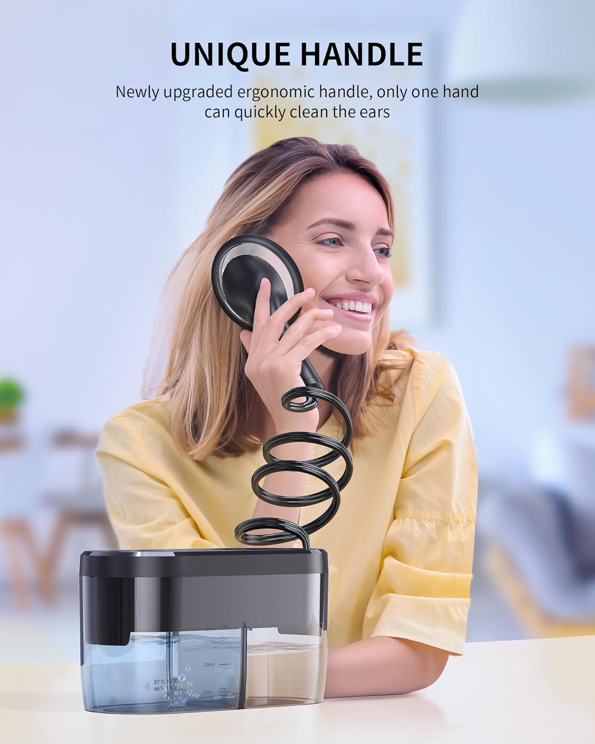 Water Powered Ear Cleaner, Electric Ear Wax Removal Kit, Ear Irrigation Kit with Sewage System and 4 Clean Mode, Safe and Effective Ear Flushing Kit for Adults with 3 Ear Tips - Black