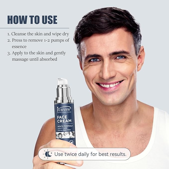 6-in-1 Face Cream for Men - Anti-Aging Moisturizer with Hyaluronic Acid & Niacinamide, Reduces Wrinkles, Dark Spots, Under Eye Bags, For Dry Skin, Daily Hydrating Face & Eye Treatment (Unscented)