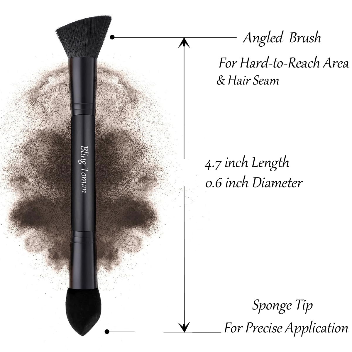 Dual-Ended Hairline Powder Brush Concealer Brush Precision Makeup Brush Set with Sponge Tip for Seamless Blending Hair Touch Up And Contouring Blending (Dual-Ended Brush)