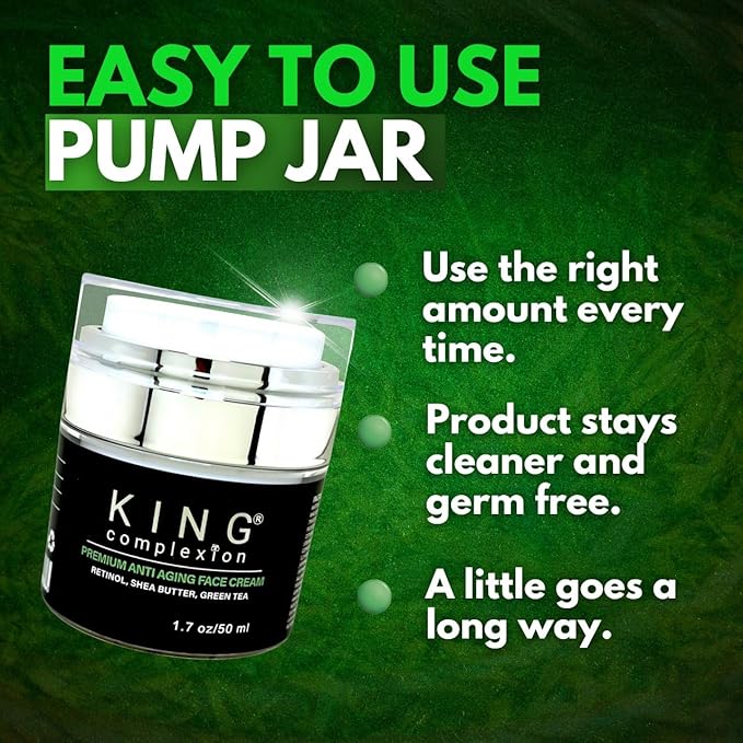 KING Complexion Mens Anti Aging Face Cream with Retinol – Organic Skin Care Face Moisturizer with Shea Butter – Non Greasy – Clean Ingredients, Lightweight – All Skin Types – Black Owned (1.7 oz)