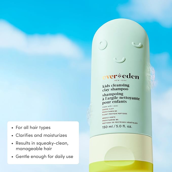 Evereden After Swim & Sports Kids Shampoo: With Cleansing Clay | Detoxifies Hair & Scalp from Chlorine, Dirt, and Sweat | Clean & Vegan Kid Shampoo for Daily Use and Any Hair Type