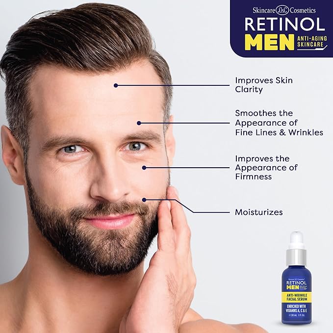 LIVAURA Retinol Men’s Anti-Wrinkle Facial Serum – The Original Retinol Anti-Aging Men’s Formula For Younger Looking Skin – Vitamin-Enriched To Smooth Fine Lines & Wrinkles, Promote Firmness