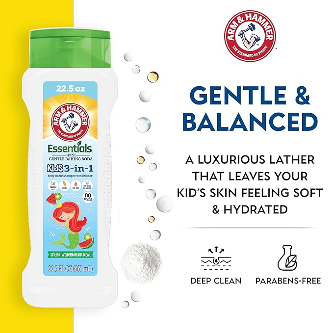 Arm & Hammer Essentials Kids Body Wash - 3-in-1 Sea Monster Mango 22.5oz - Non Toxic Kids Shampoo and Body Wash And Conditioner