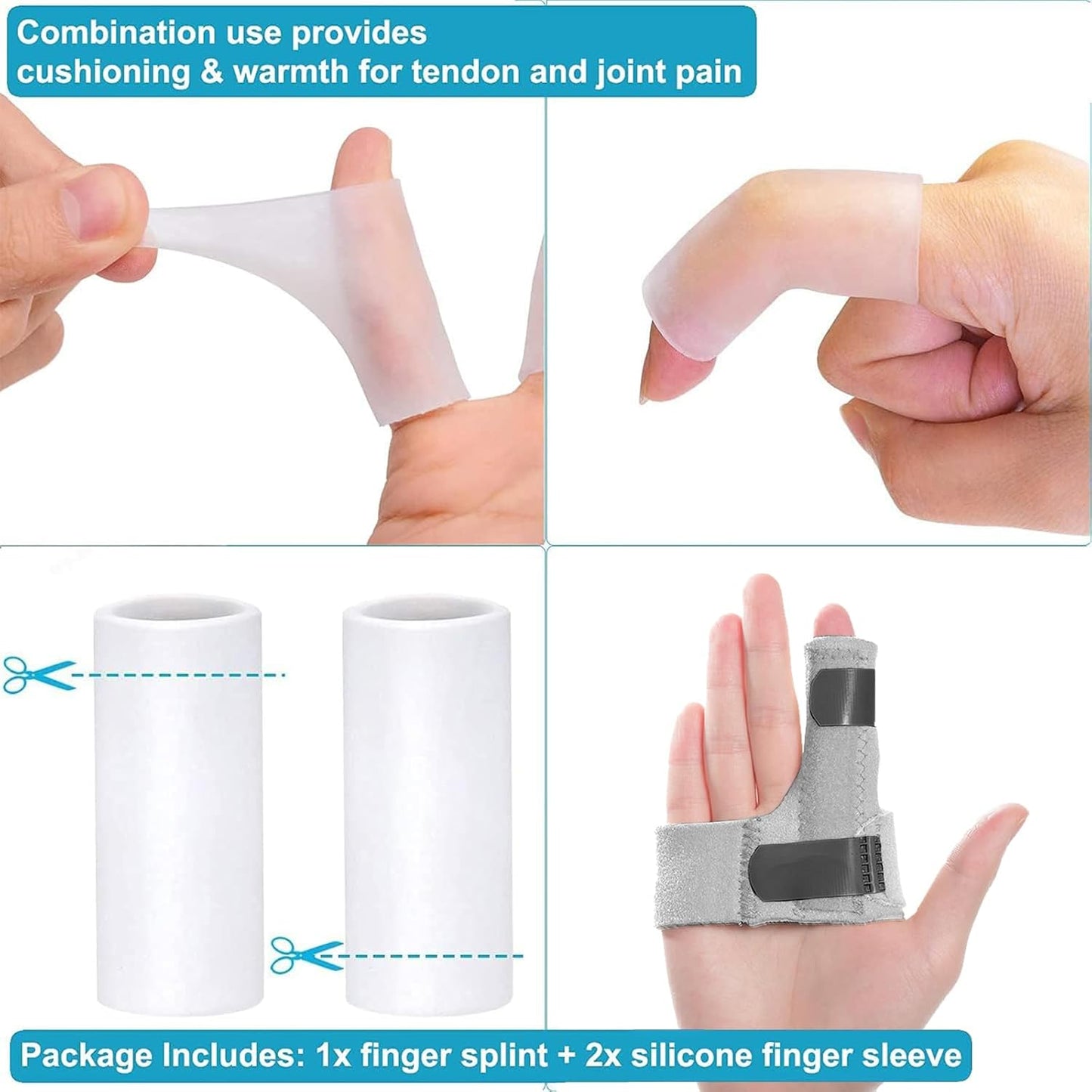 Sumifun Finger Brace, Trigger Finger Splint for Index Middle Ring Pinky Finger Arthritis Pain, Tendon Injury, Broken Mallet Finger Stabilizer Supports for Dislocated Knuckle Immobilizer Wrap,Grey