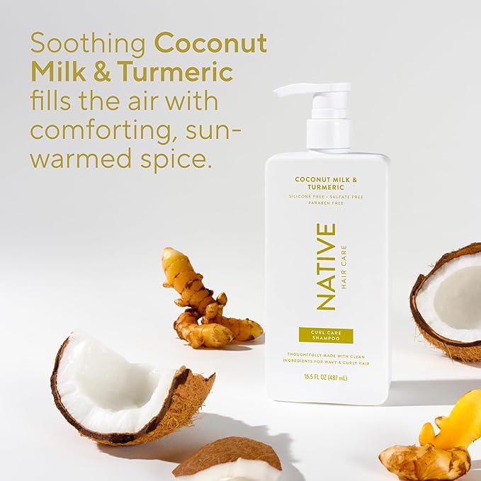 Native Coconut & Turmeric Shampoo and Conditioner Contain Naturally Derived Ingredients | All Hair Types, Color & Treated, Fine to Dry Damaged, Sulfate & Dye Free - 2-Pack
