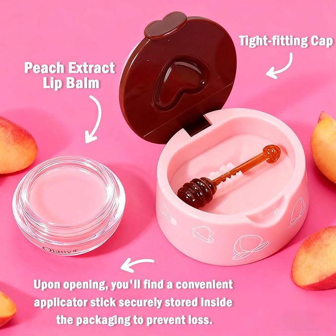 9PCS Bee Lip Balm Lip Mask Honey Pot, Mothers Day Party Favors, Strawberry, Watermelon, Apple Lime, Cherry, Mint, Grapes, Coconut, Peach, Moisturizing Honey Balm Bulk Gifts, Teacher Appreciation Gifts