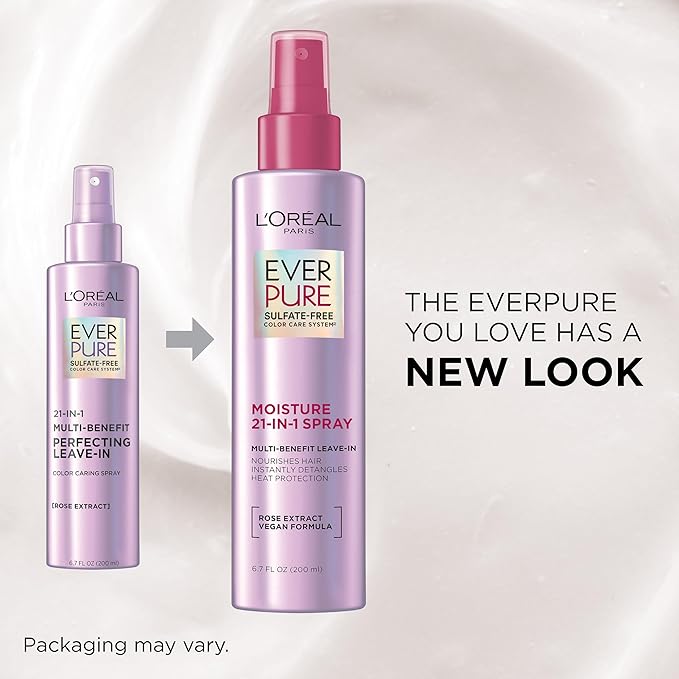 L'Oreal Paris 21-in-1 Leave In Conditioner Spray, Sulfate Free, Vegan, EverPure 6.8 fl oz