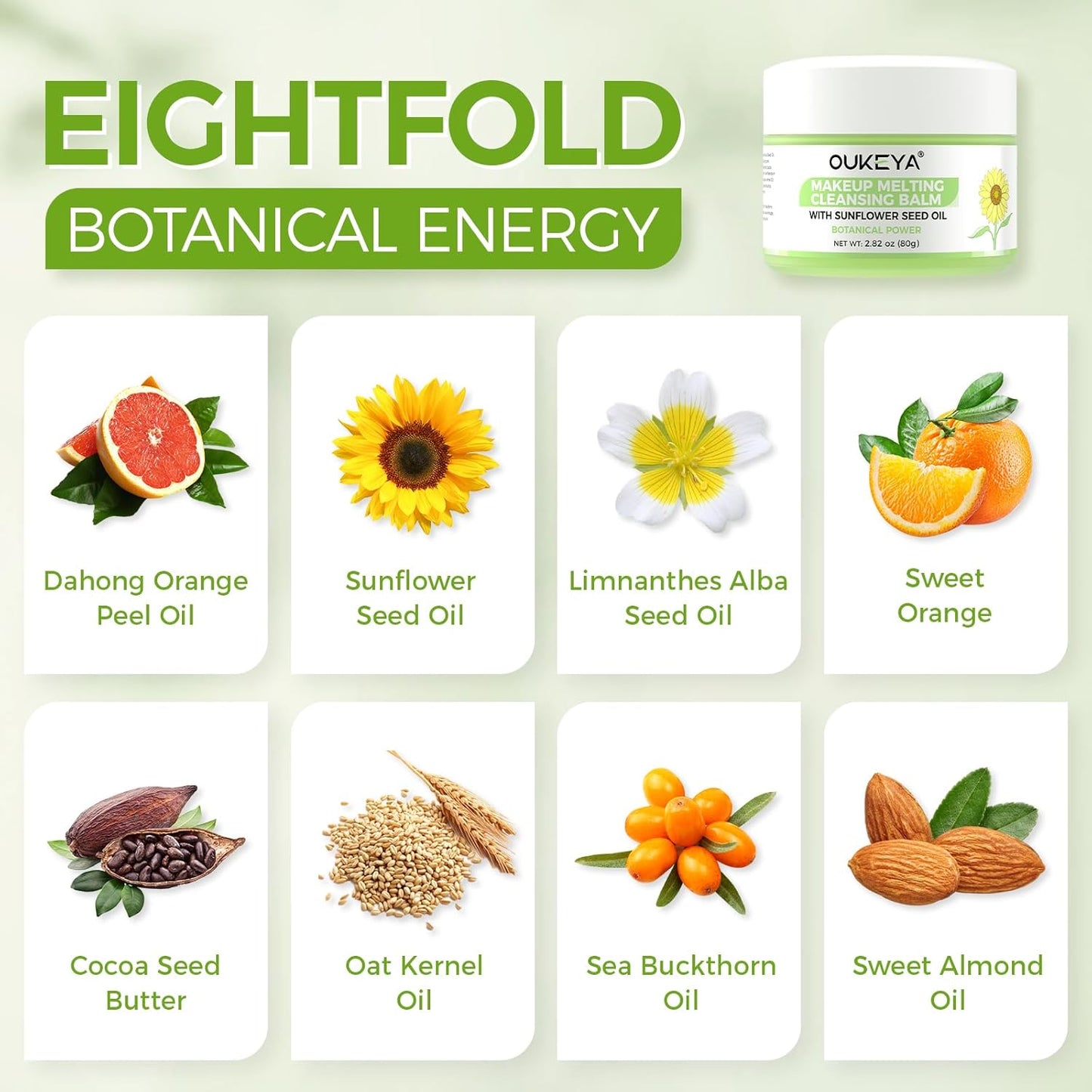 OUKEYA Cleansing Balm - Moisturizing Makeup Remover | Natural Ingredients | Suitable for All Skin Types to Gently Meltaway Mascara, Eyeliner and Makeup |- Gently Removes Dirt & Impurities 80g