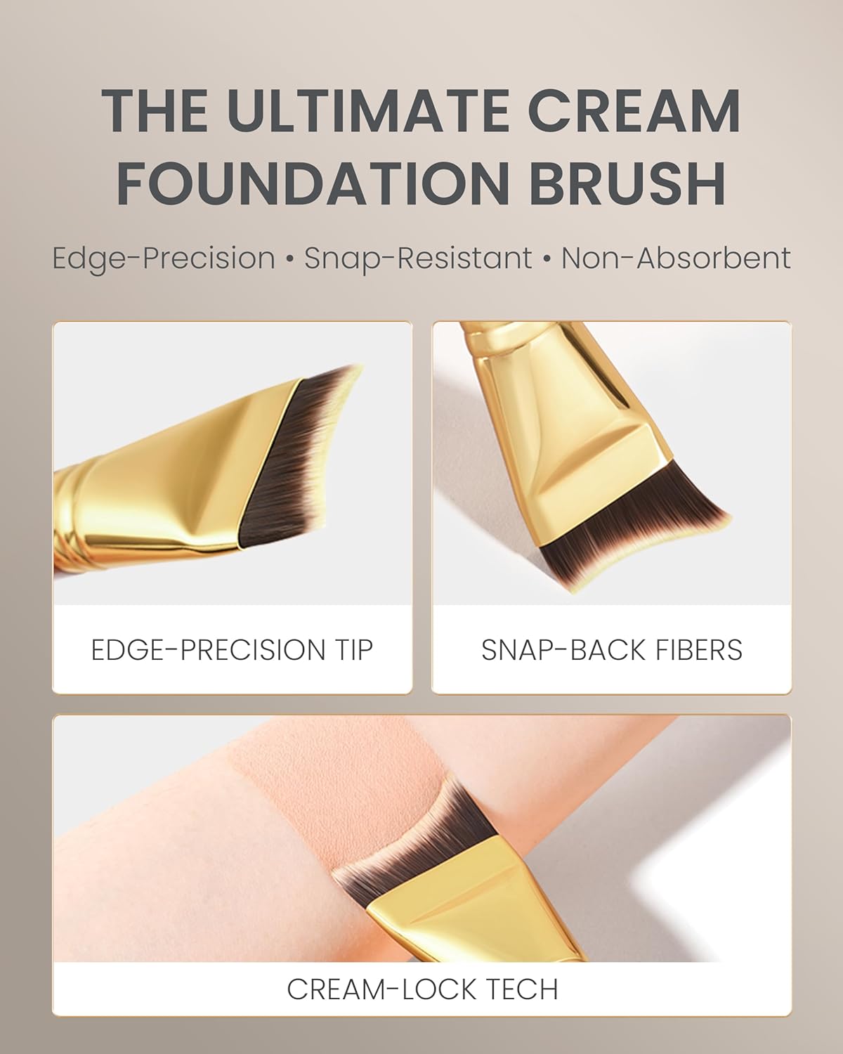 Desert Oak Series Mermaid Tail Foundation Brush - Airbrush - Filter Finish for Liquid & Cream Foundation, Bubinga Wood Handle (CM 193)