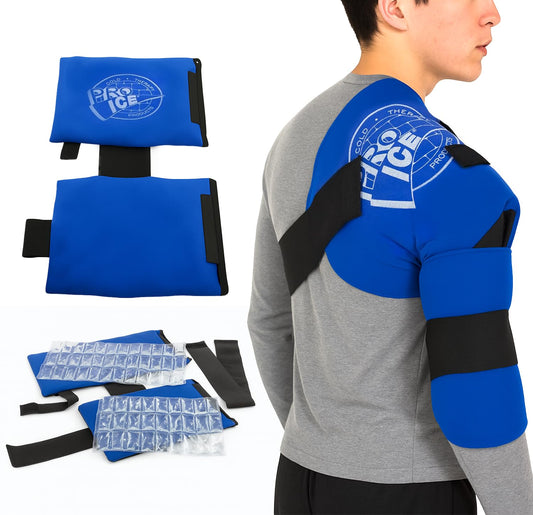 PRO ICE Shoulder Elbow Ice Therapy Wrap for Youth - Excellent for Treating Rotator Cuff injuries, Elbow Joint and Muscle Inflammation - Reusable Ice Packs Included - Arm Ice Pack Wrap for Pitchers