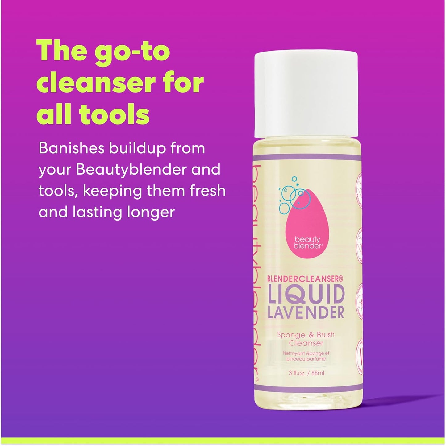beautyblender® | Blendercleanser® Tool Wash | Lavender Purifying Liquid Soap | Hand, Sponge, Brush, Makeup Tool Cleanser | Lavender-Scented, Vegan, Paraben-Free, Sulfate-Free, 5 oz