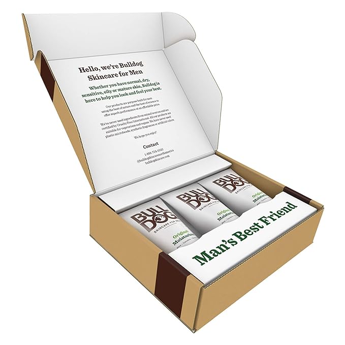 BULLDOG Mens Skincare and Grooming Original Face Moisturizer with Aloe Camelina & Green Tea 3.3 Fl. Oz - Pack of 3