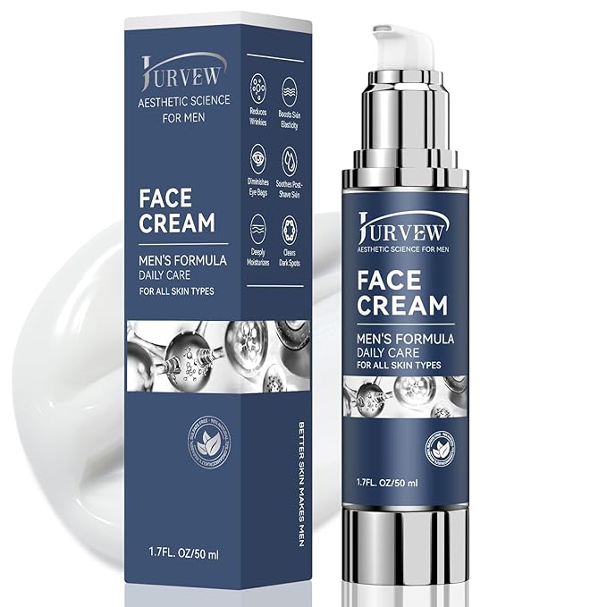 6-in-1 Face Cream for Men - Anti-Aging Moisturizer with Hyaluronic Acid & Niacinamide, Reduces Wrinkles, Dark Spots, Under Eye Bags, For Dry Skin, Daily Hydrating Face & Eye Treatment (Unscented)
