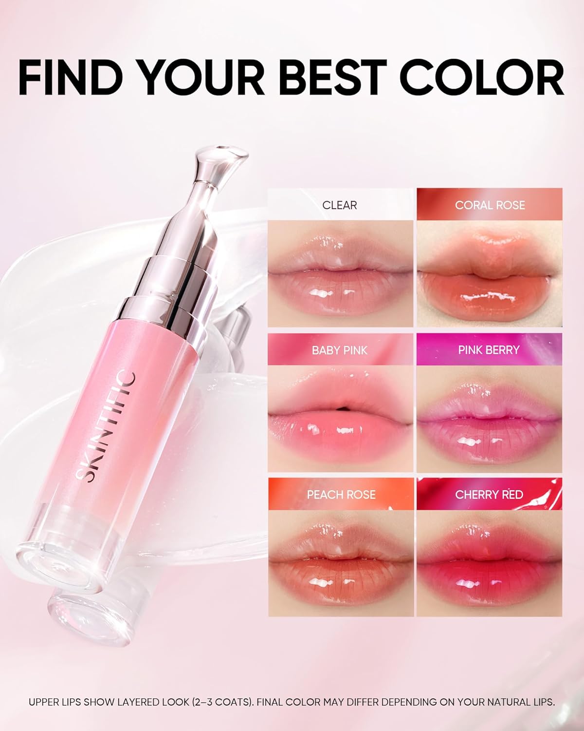 Hydrating Brightening Lip Serum, Smooth Tinted Lip Stain, Plumping Lip Gloss with Polypeptide Squalane, Moisturizing Balms, Brighten Dark Lips, Korean Beauty Makeup (00 Clear)
