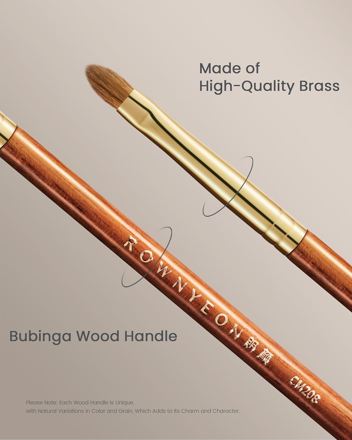 Desert Oak Series Almond Arc Lip Definer - Premium Weasel Hair for Precise Lip Lining & Blending, Luxury Bubinga Handle (CM 208)