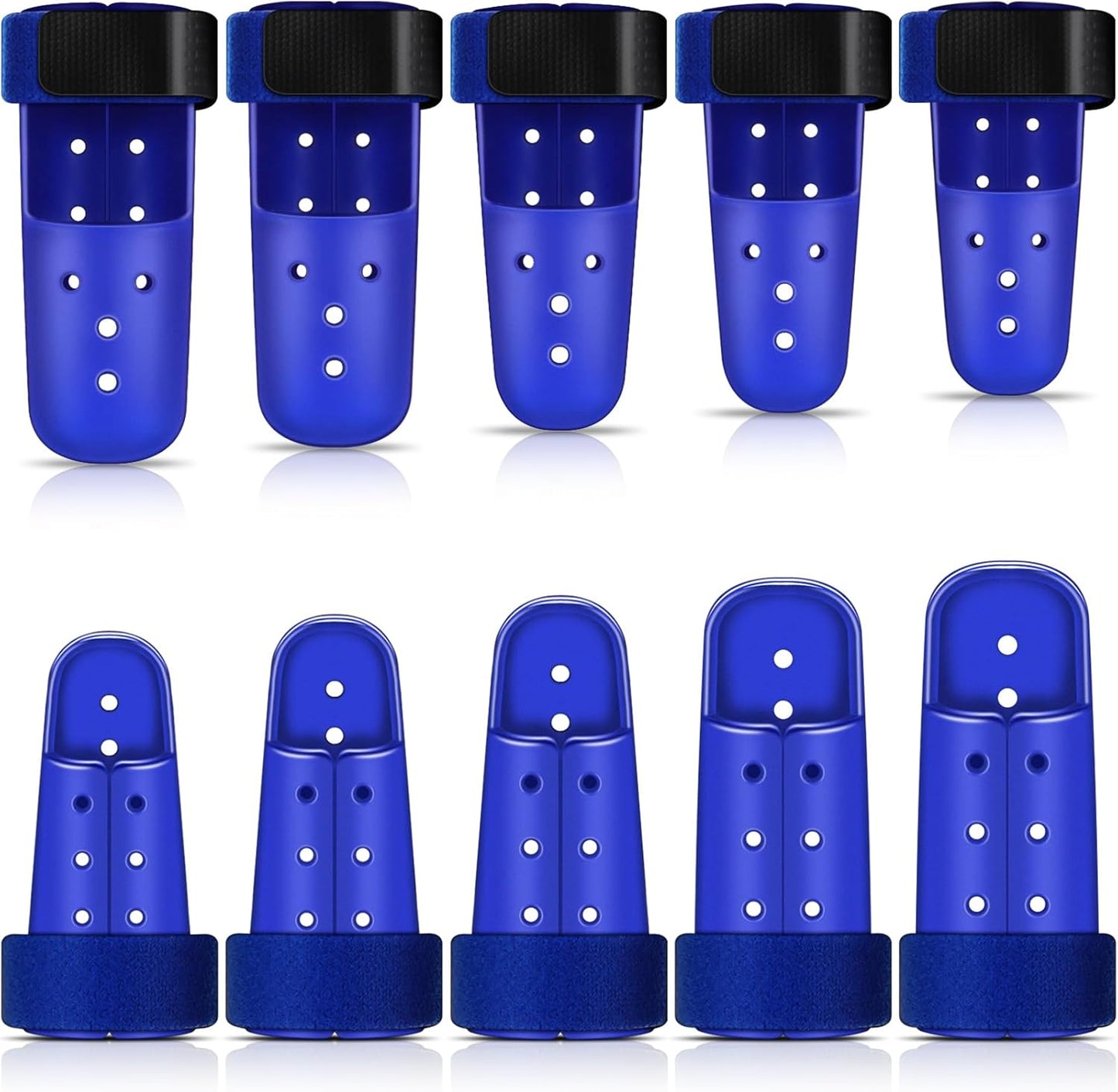 BBTO 10 Pcs Mallet Finger Splint, 5 Sizes Finger Support Brace Stabilizer Straightener Plastic Fingertip Protectors Arthritis Knuckle Immobilization for Thumb Pinky Middle Index Ring(Dark Blue)