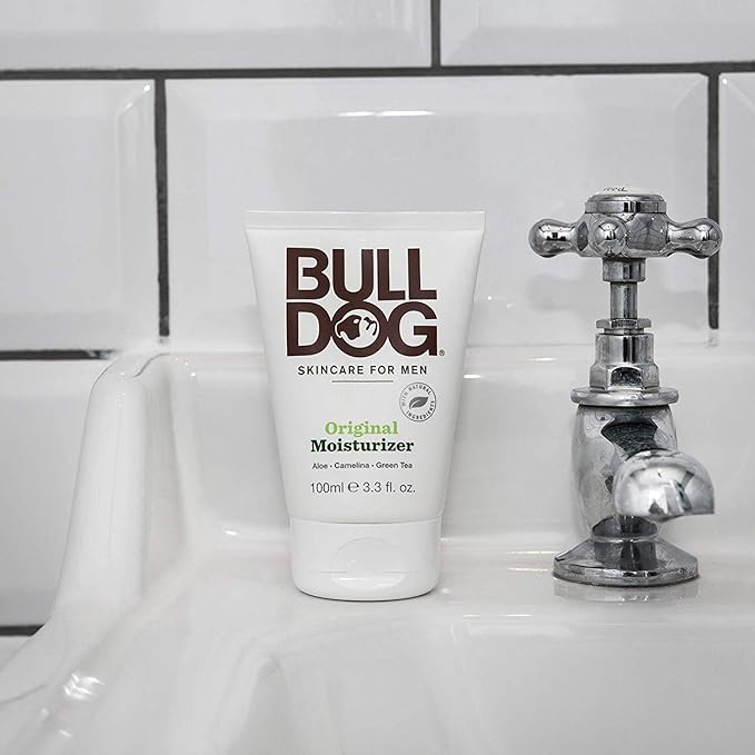 BULLDOG Mens Skincare and Grooming Original Face Moisturizer with Aloe Camelina & Green Tea 3.3 Fl. Oz - Pack of 3
