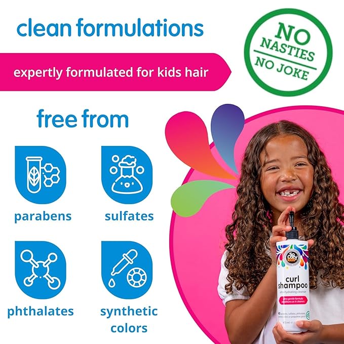 SoCozy Curl Shampoo for Kids Curly Hair (16 Fl Oz Pump) Gentle Hydrating Cleanser,Helps Improve Elasticity,Reduce Breakage&Frizz with Keratin,Plum Seed Oil&Olive Oil,Paraben-&Sulfate-Free,(Pack of 2)