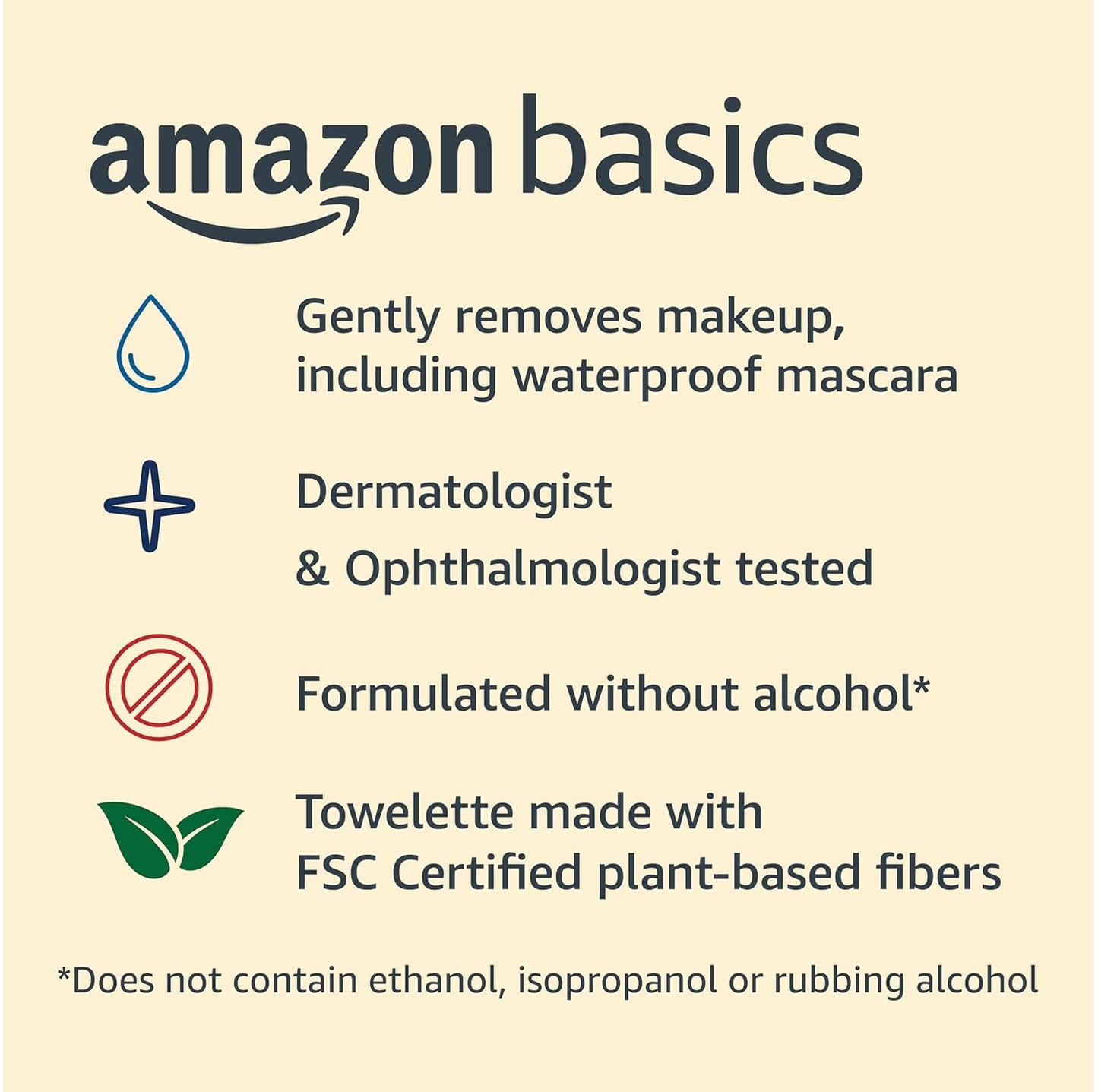 Amazon Basics Makeup Remover Wipes, Gentle Cleansing, Dermatologist Tested, Night Calming, Plant Based, Alcohol Free, Removes Waterproof Mascara, 25 Count Per Pack, Pack of 2 (Previously Solimo)