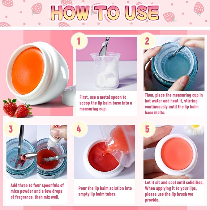 DIY Lip Balm Making Kit，Christmas Gift Idea for 8-12 Tweens & Teens,Gifts for Girls - Natural Lip Care Craft, Make Your Own Lip Balm with 2 Flavors,6 Color and Cute Stickers