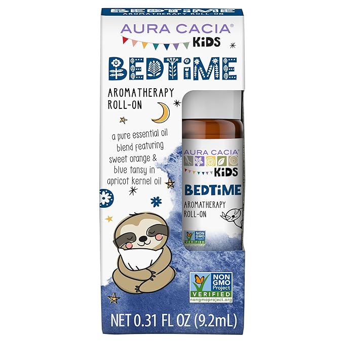 Aura Cacia Kids Bedtime Roll-On - Gentle Essential Oil Blend with Lavender, Citrus, and Frankincense for Sleep Routine | 0.31 Fl Oz (Pack of 1)