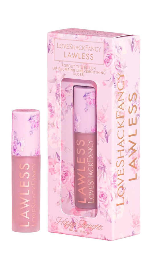 Lawless Women's x LoveShackFancy Forget The Filler Lip Plumping Gloss, Happy Thoughts, Pink, 0.11 Ounce