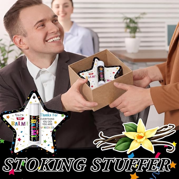 30 Pack Employee Teacher Appreciation Gifts Bulk Lip Balm Teacher Employee Staff Team Thank You Gifts You're the Balm Volunteer Nurse Appreciation Party Favor for Women Men Coworkers Birthday
