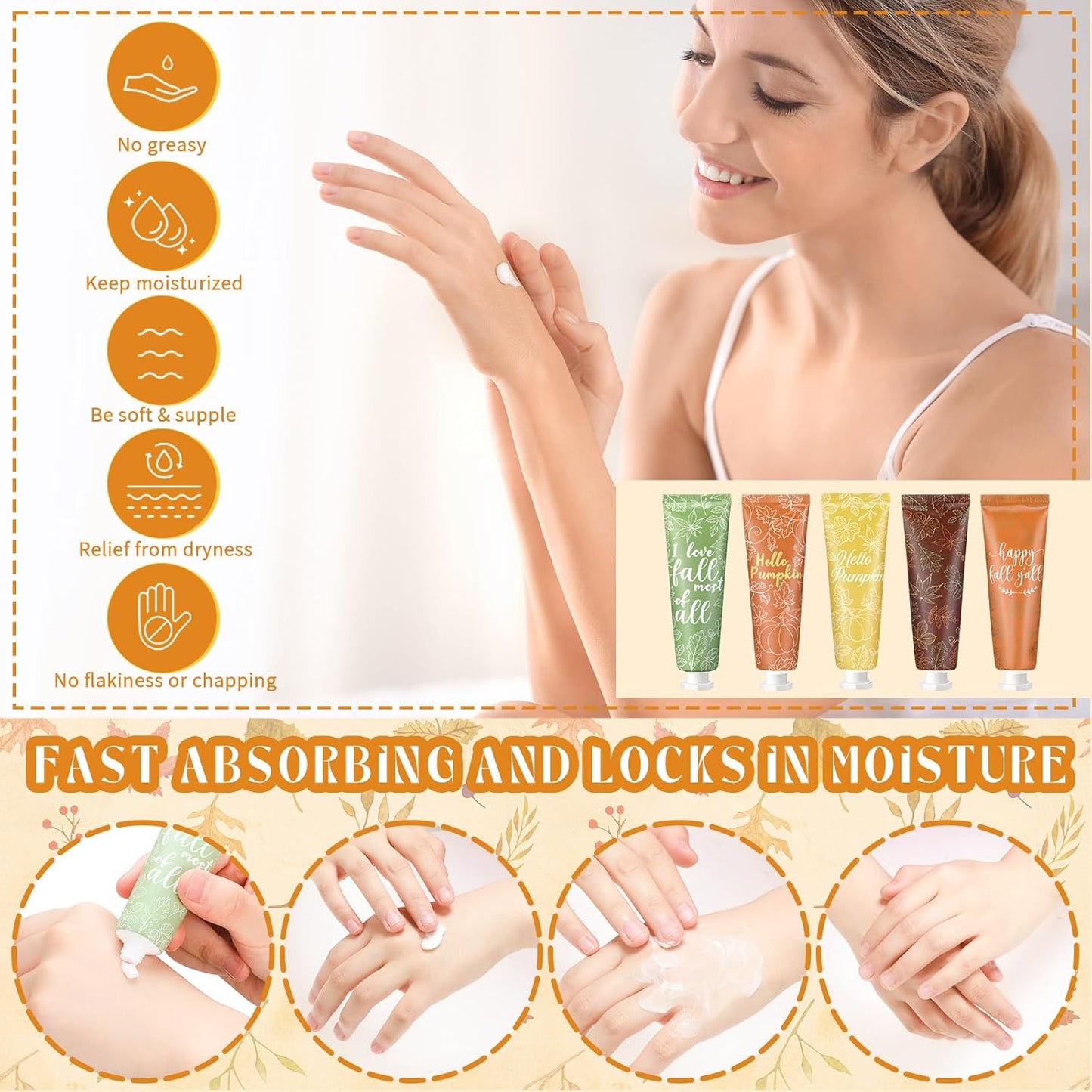 100 Pcs Thanksgiving Fall Hand Cream Bulk, Mini Pumpkin Lotion, 30ml Natural Botanical Fragrance Fall Lotion for Chapped Hands, Thanksgiving Favors, Employee Gifts, Baby Shower, Travel, Work, Team