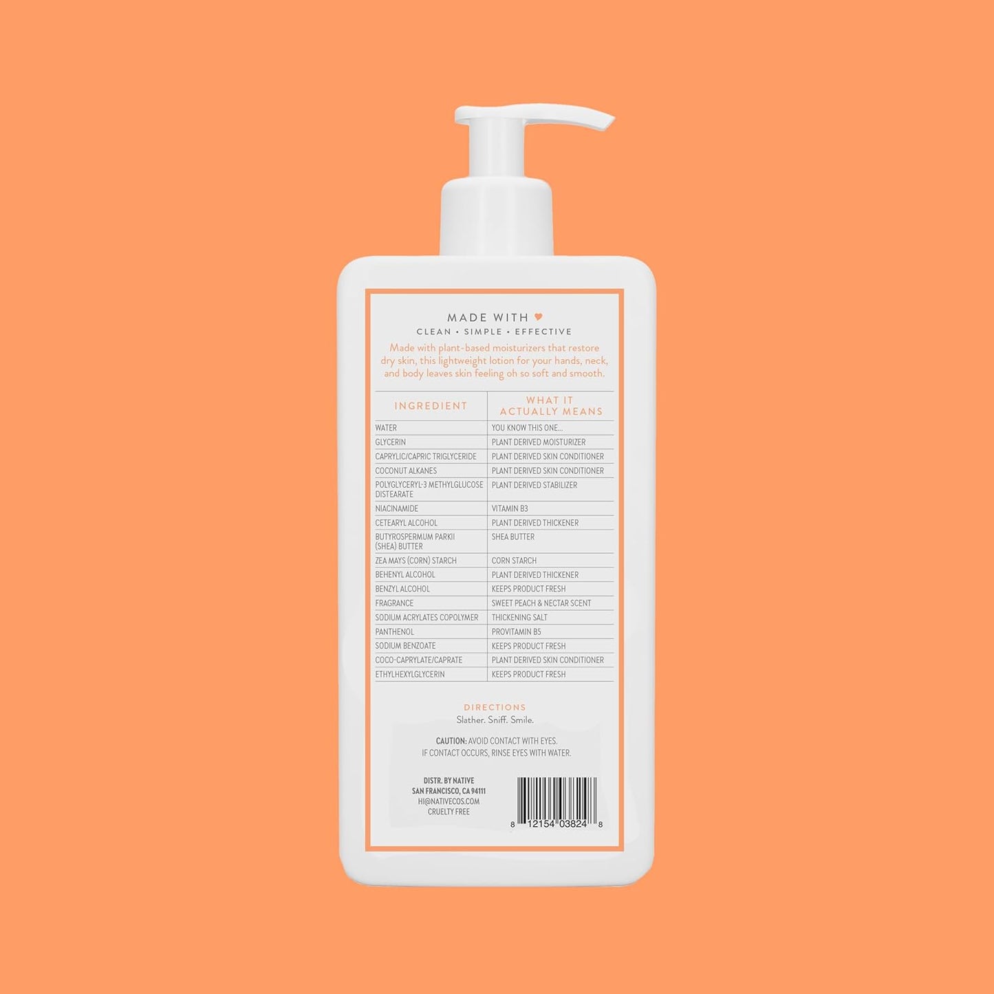 Native Body Lotion Contains Naturally Derived Plant-Based Moisturizers for Women and Men | Restores Dry Skin, Peach & Nectarine, 16.5 fl oz