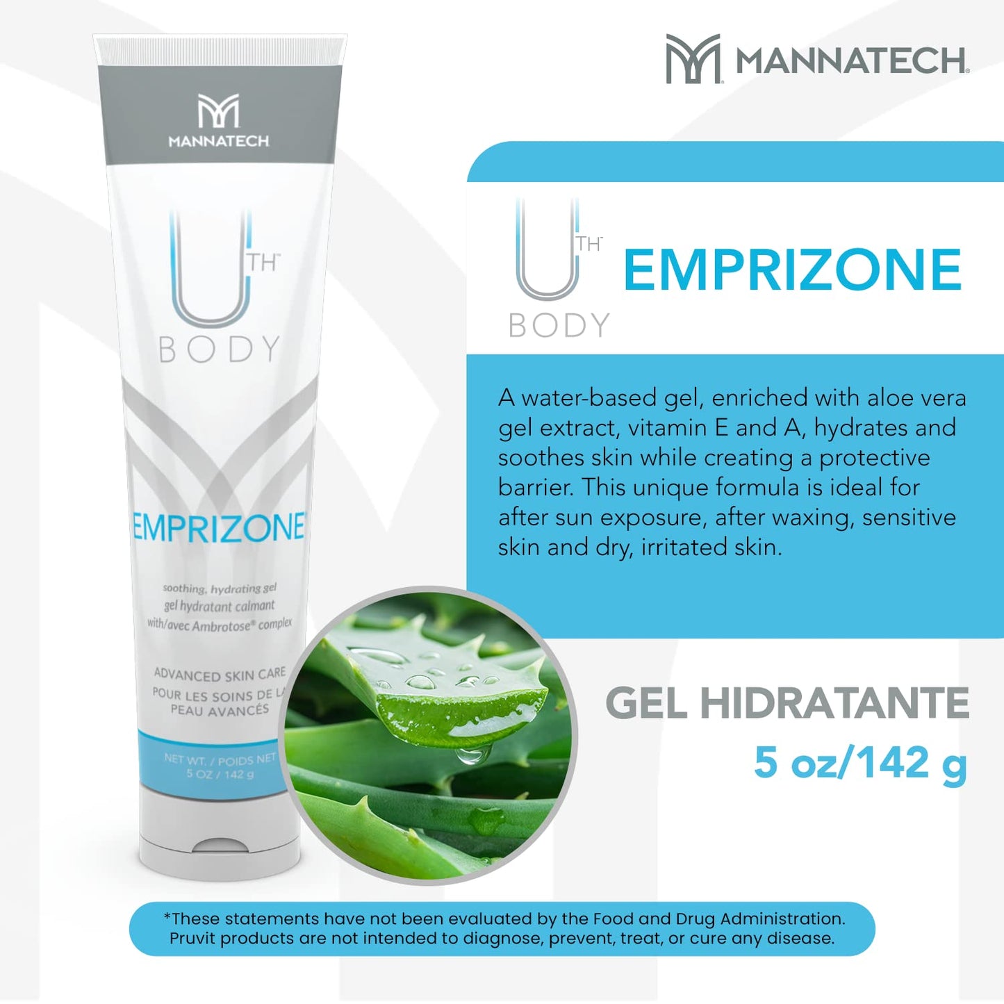 Mannatech Emprizone 5oz, Contains Aloe Vera Gel for Skin, Soothe Minor Skin Irritations, Hydrating Gel Balanced pH-levels, Paraben & Fragrance-free, Allergy tested, Dermatologist tested w/Ambrotose