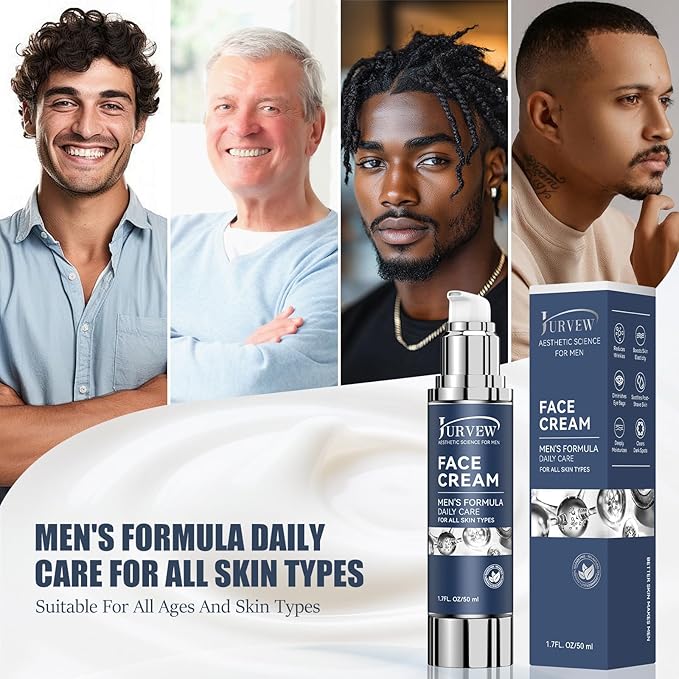 6-in-1 Face Cream for Men - Anti-Aging Moisturizer with Hyaluronic Acid & Niacinamide, Reduces Wrinkles, Dark Spots, Under Eye Bags, For Dry Skin, Daily Hydrating Face & Eye Treatment (Unscented)