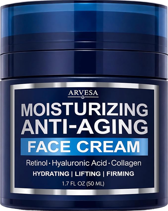 Mens Face Moisturizer Cream - Anti Aging Cream with Retinol, Collagen & Hyaluronic Acid Lightweight After Shave Lotion for Men - Hydrating, Firming & Wrinkle Repair - Day & Night Facial Men Skin Care