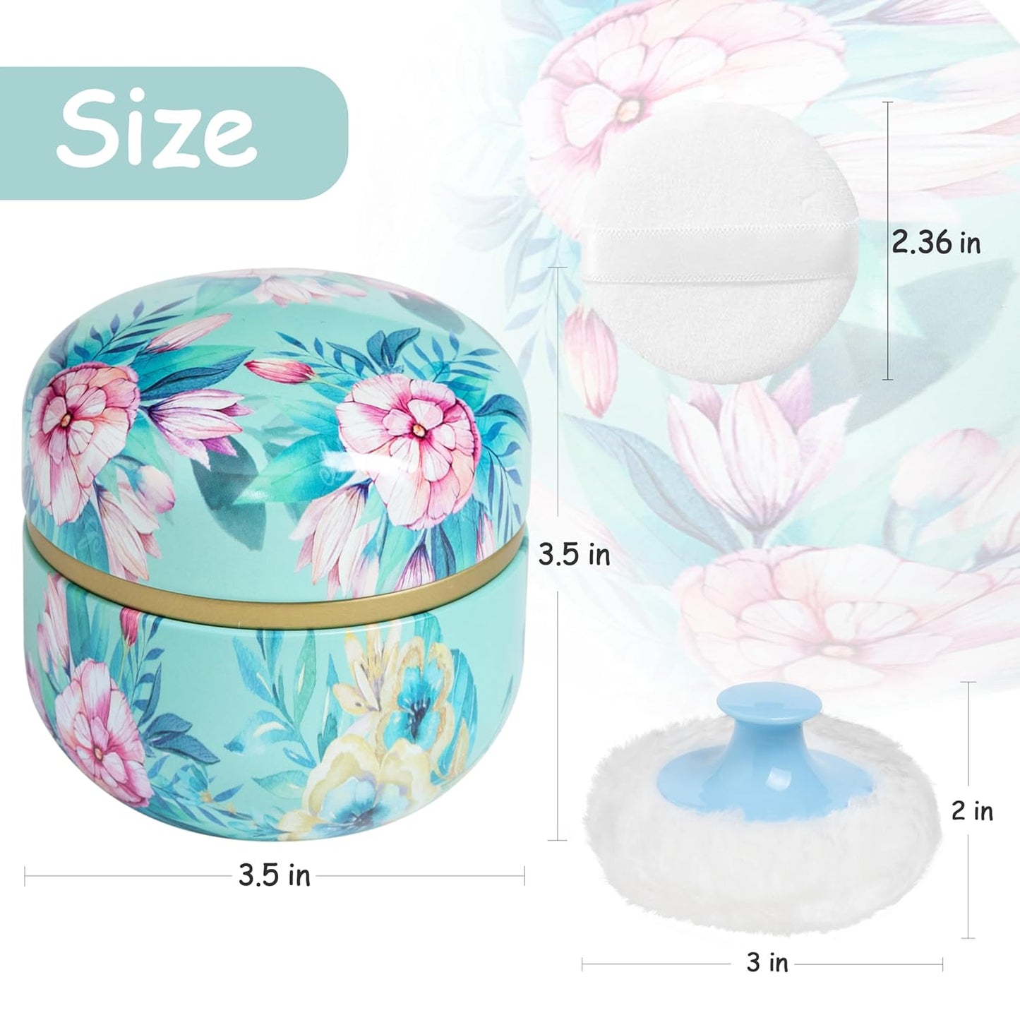 Powder Puff and Powder Container for Body Dusting Powder Case with Puff for Baby and Women,Loose Powder Containers with Puff for Travel (Summer flower1.0)