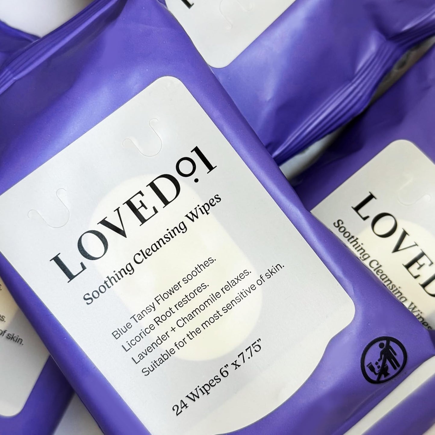 Soothing Cleansing Wipes, Cleansing Makeup Remover Wipes for Sensitive Skin with Serum-Like Finish, Lavender Scent, 24 Wipes