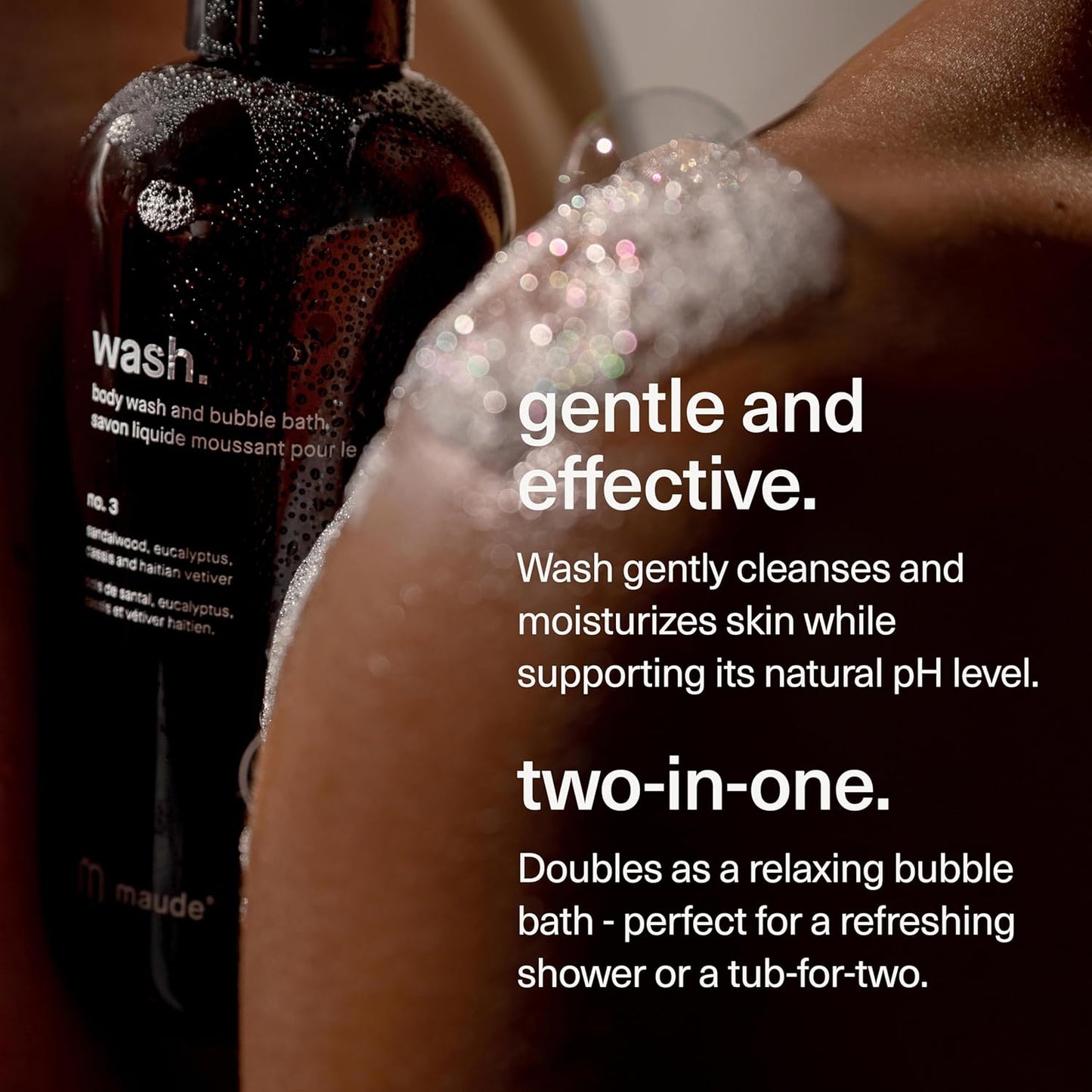 Maude Wash No. 2 - pH Balanced Moisturizing Body Wash & Bubble Bath - With Vitamin C & E for Whole-Body Skin & Feminine Care - Skin-Softening Shower Gel - Pink Pepper, Lemon & Cedarwood (12 fl oz)