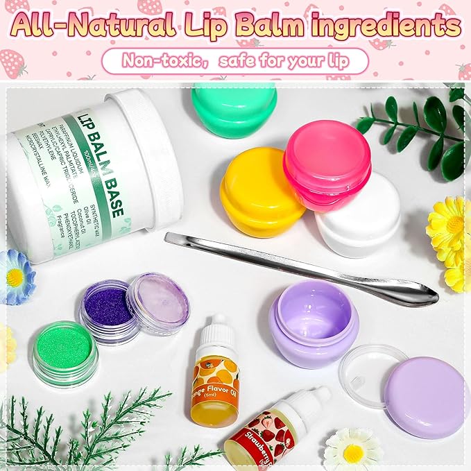 DIY Lip Balm Making Kit，Christmas Gift Idea for 8-12 Tweens & Teens,Gifts for Girls - Natural Lip Care Craft, Make Your Own Lip Balm with 2 Flavors,6 Color and Cute Stickers