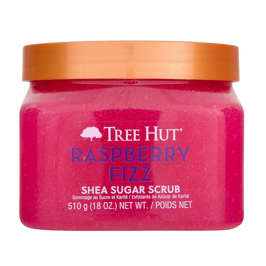 Tree Hut Raspberry Fizz Shea Sugar Scrub, Exfoliating, Hydrating & Moisturizing Body Scrub with Shea Butter & Nourishing Essential Oils, Smooth & Soften Skin, 18 oz