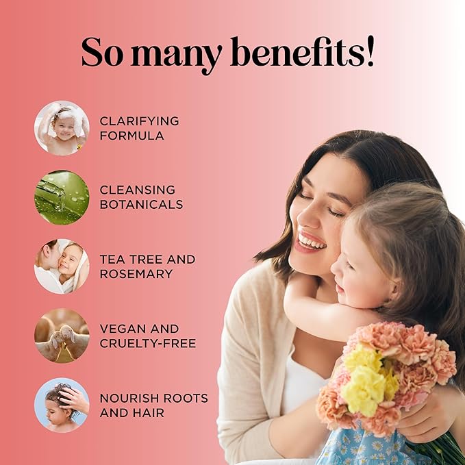 Nourishing Kids Shampoo for Dry Scalp - Gentle Dry Scalp Care Shampoo for Kids with Cleansing Essential Oils for Kids - Clarifying Shampoo for Build Up and Dry Flaky Scalp with Tea Tree Oil for Hair