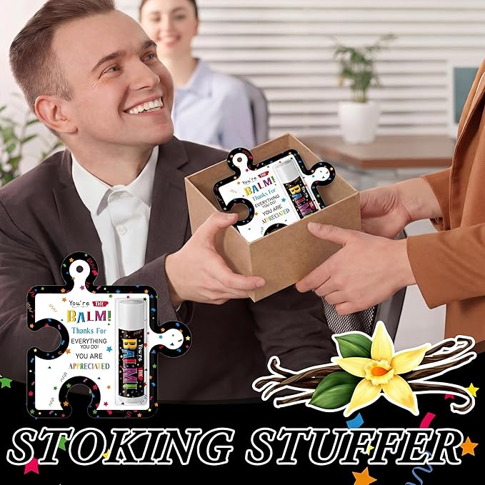 30 Pack Employee Teacher Appreciation Gifts Bulk Lip Balm Teacher Employee Staff Team Thank You Gift You're the Balm Volunteer Nurse Appreciation Party Favor for Women Men Coworker Birthday