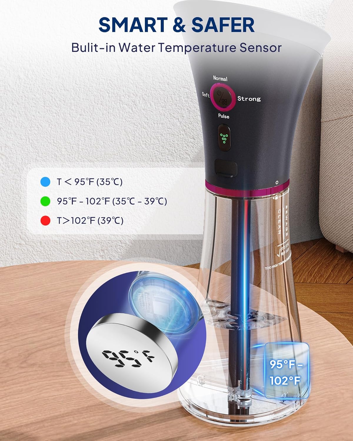 Upgraded Ear Wax Removal with One-Piece Waste Tank, Safe Ear Cleaner with Water Temperature Sensor, Effective Ear Irrigation Kit, IPX7, Slate Rose