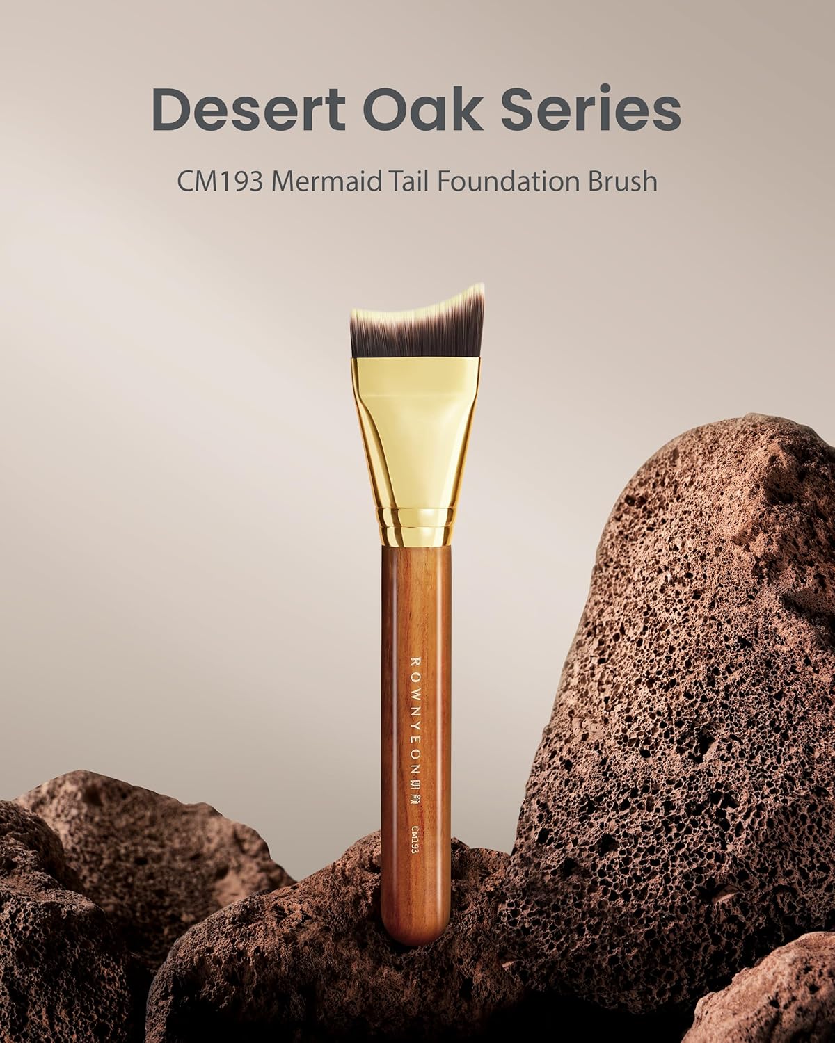 Desert Oak Series Mermaid Tail Foundation Brush - Airbrush - Filter Finish for Liquid & Cream Foundation, Bubinga Wood Handle (CM 193)
