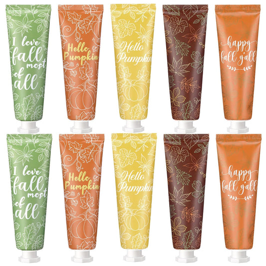 10 Pcs Thanksgiving Fall Hand Cream Bulk, Mini Pumpkin Lotion, 30ml Natural Botanical Fragrance Fall Lotion for Chapped Hands, Thanksgiving Favors, Employee Gifts, Baby Shower, Travel, Work, Team