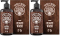 Viking Revolution Beard Wash Shampoo w/Argan & Jojoba Oils - Softens & Strengthens - Sandalwood Scent - 17 oz Shampoo (Pack of 2)