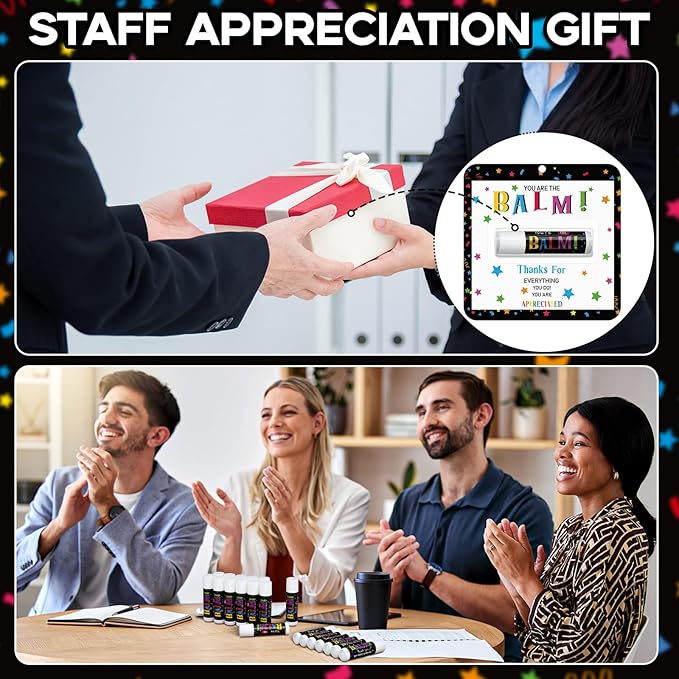 5 Pack Employee Teacher Appreciation Gifts Bulk Lip Balm Teacher Employee Staff Team Thank You Gifts You're the Balm Volunteer Nurse Appreciation Party Favor for Women Men Coworker Birthday