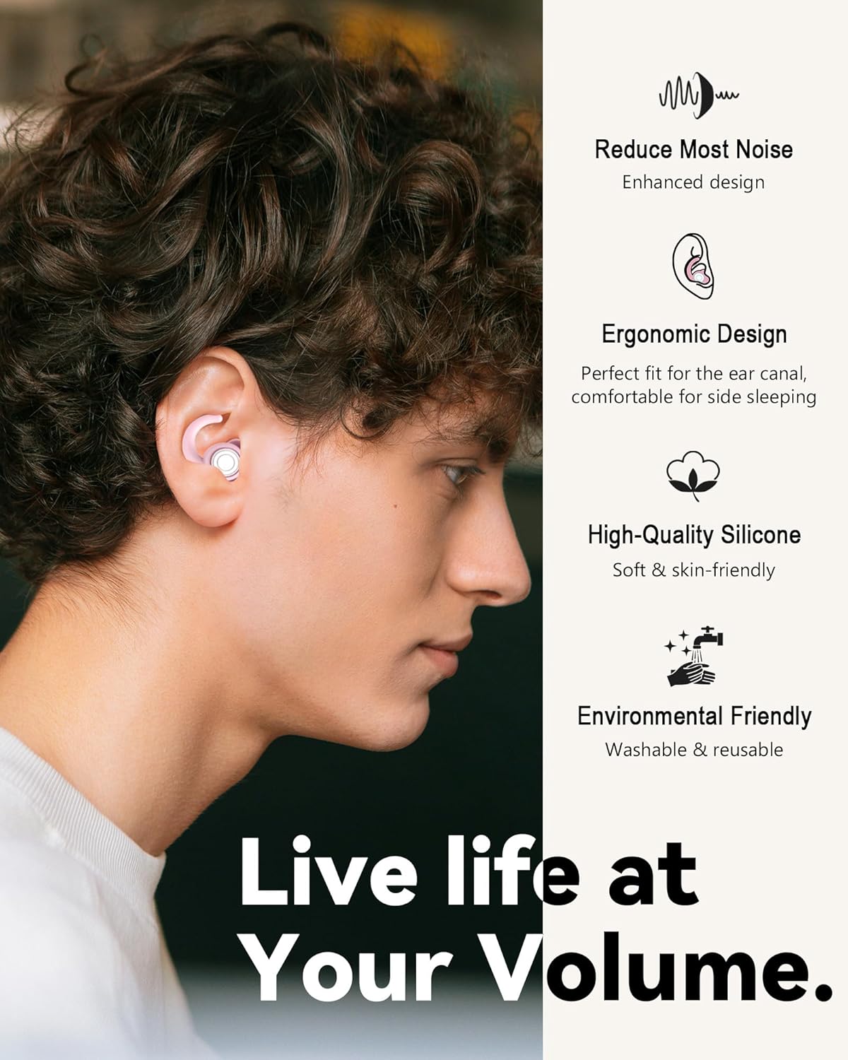 SUPCEAT Ear Plugs for Sleeping - Noise Reduction Soft Silicone Earplugs, 2 Pairs Reusable Hearing Protection Earplugs for Noise Sensitivity, Sleep,Snore,Travel, Sound Reduction Noise Cancelling - Pink