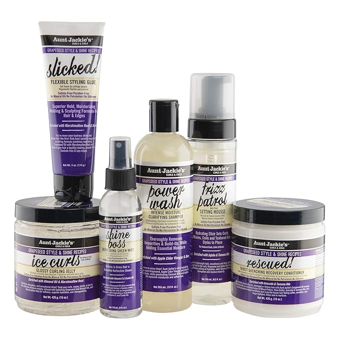 Aunt Jackie's Grapeseed Style and Shine Recipes Rescued Thirst Quenching Hair Recovery Conditioner Repair Treatment, Seals in Moisture, 18 oz