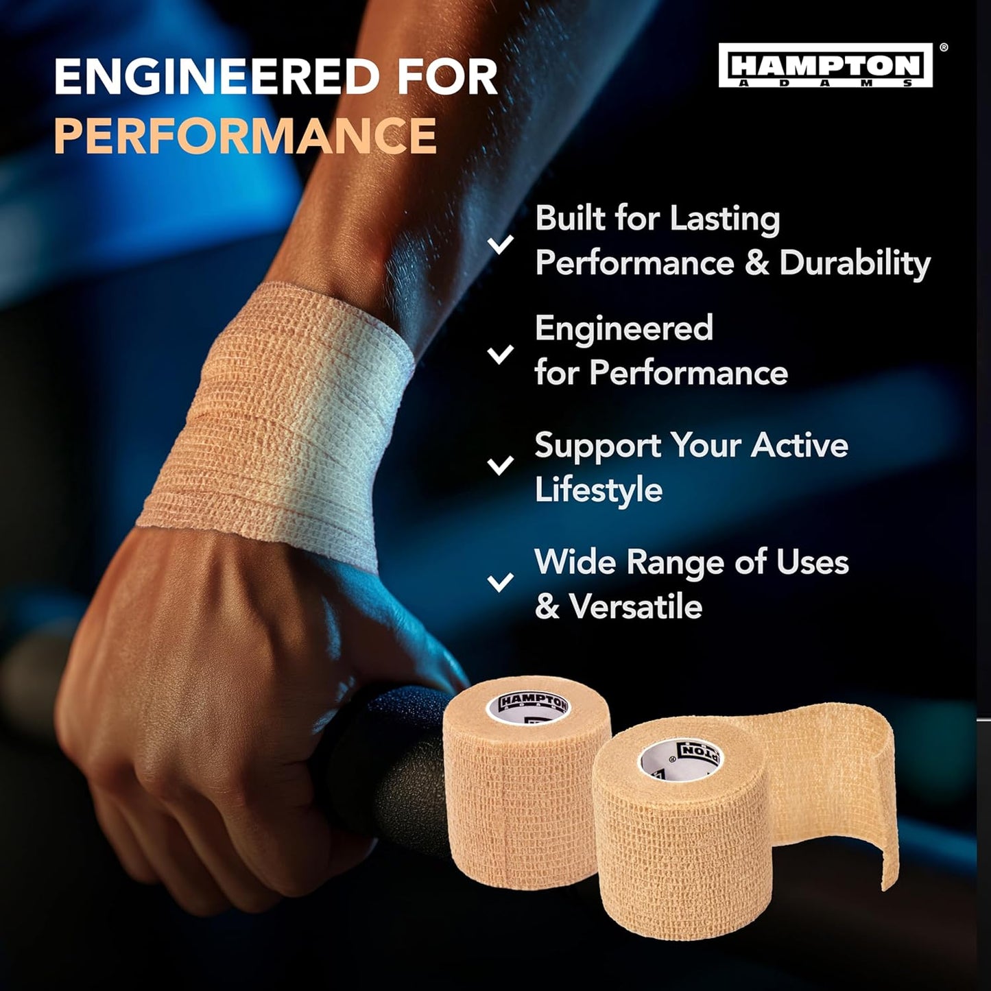 Hampton Adams | As Seen on Shark Tank | Self Adhesive Bandage Wrap (14-Pack) | 15ft | Pet Safe | Breathable Athletic Elastic Cohesive Bandage for Sports Injury Ankle Knee Wrist sprains (Beige)